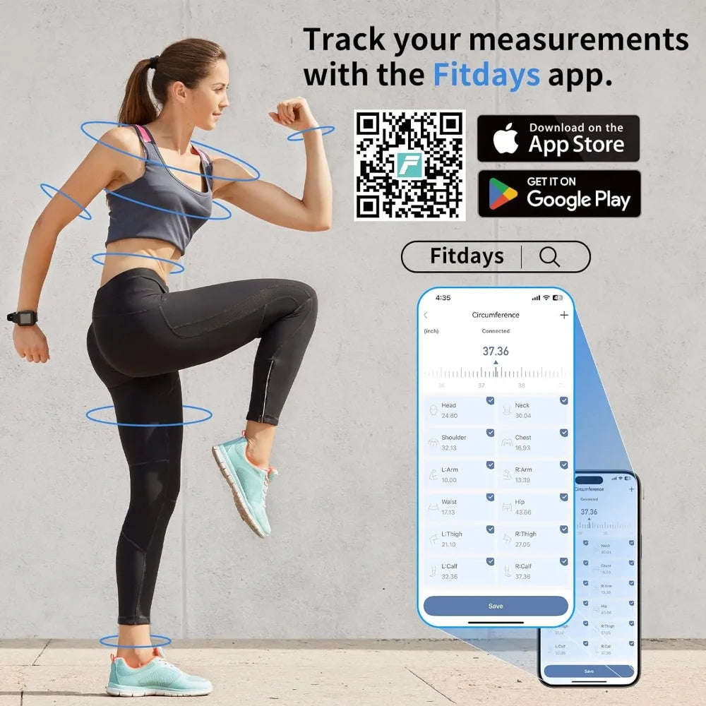 Retractable Smart Tape Measure – Bluetooth Body Tracker with USB-C Recharge