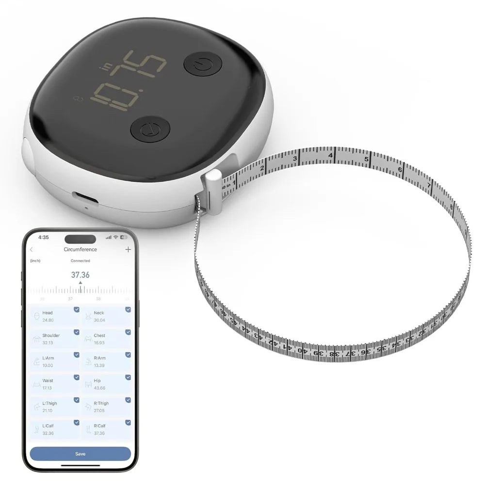 Retractable Smart Tape Measure – Bluetooth Body Tracker with USB-C Recharge