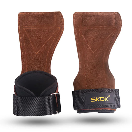 Cowhide Gym Grips with Wrist Wraps – Weightlifting & Fitness Gloves for Men & Women