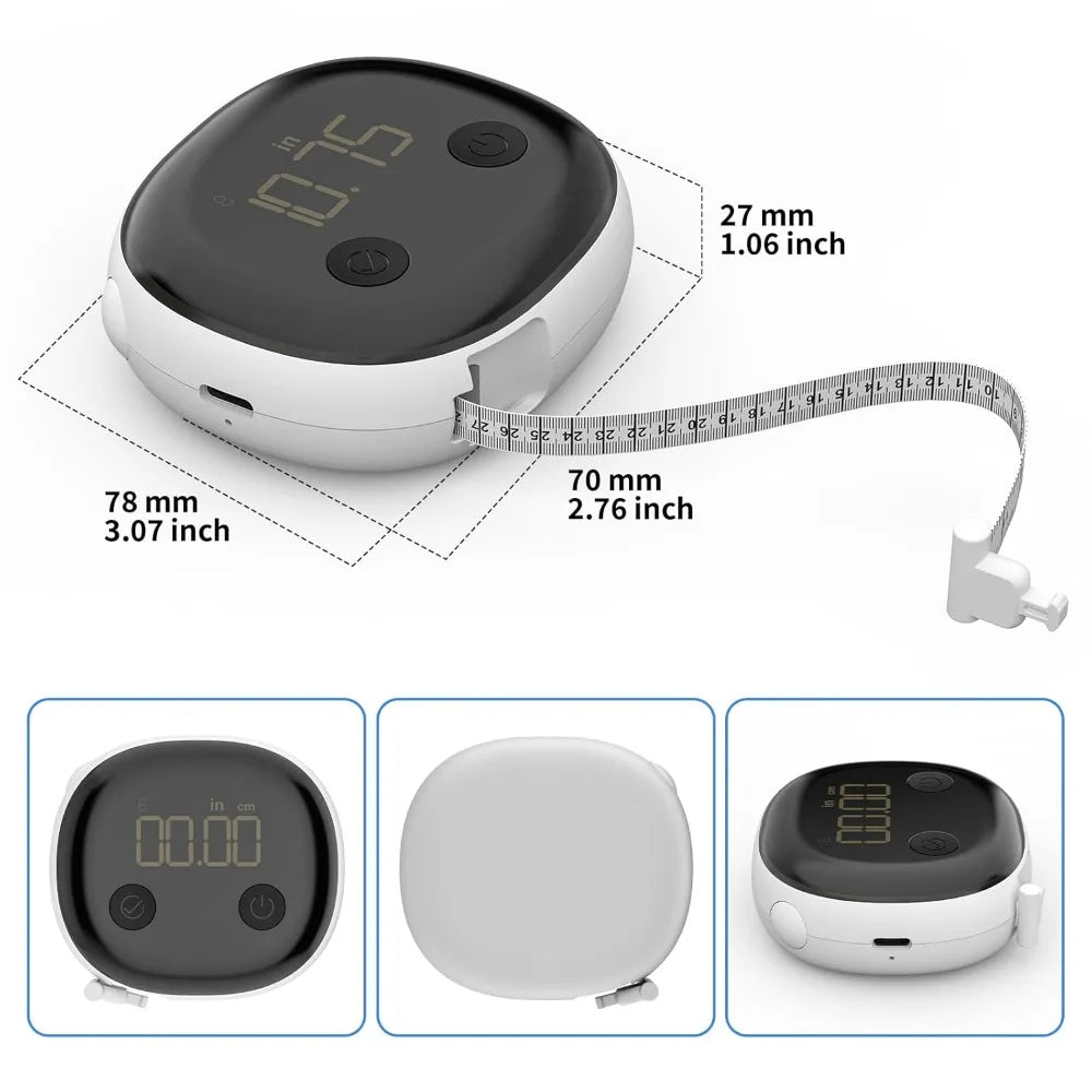 Retractable Smart Tape Measure – Bluetooth Body Tracker with USB-C Recharge