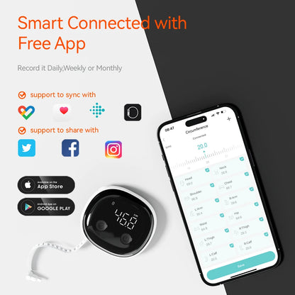 Smart Body Tape Measure – Soft Double-Scale Tape with App for Chest, Waist, Hip & Limbs