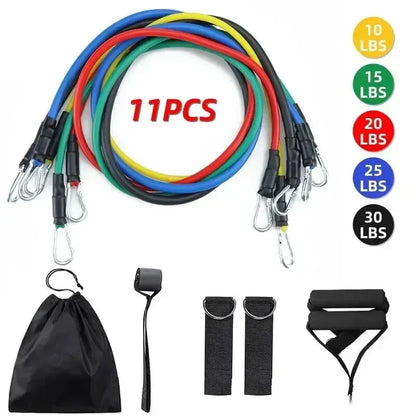 11PCS TPE Resistance Band Set – Full Body Fitness Bands with Handles, Door Anchor & Straps