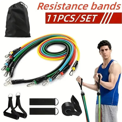 11PCS TPE Resistance Band Set – Full Body Fitness Bands with Handles, Door Anchor & Straps