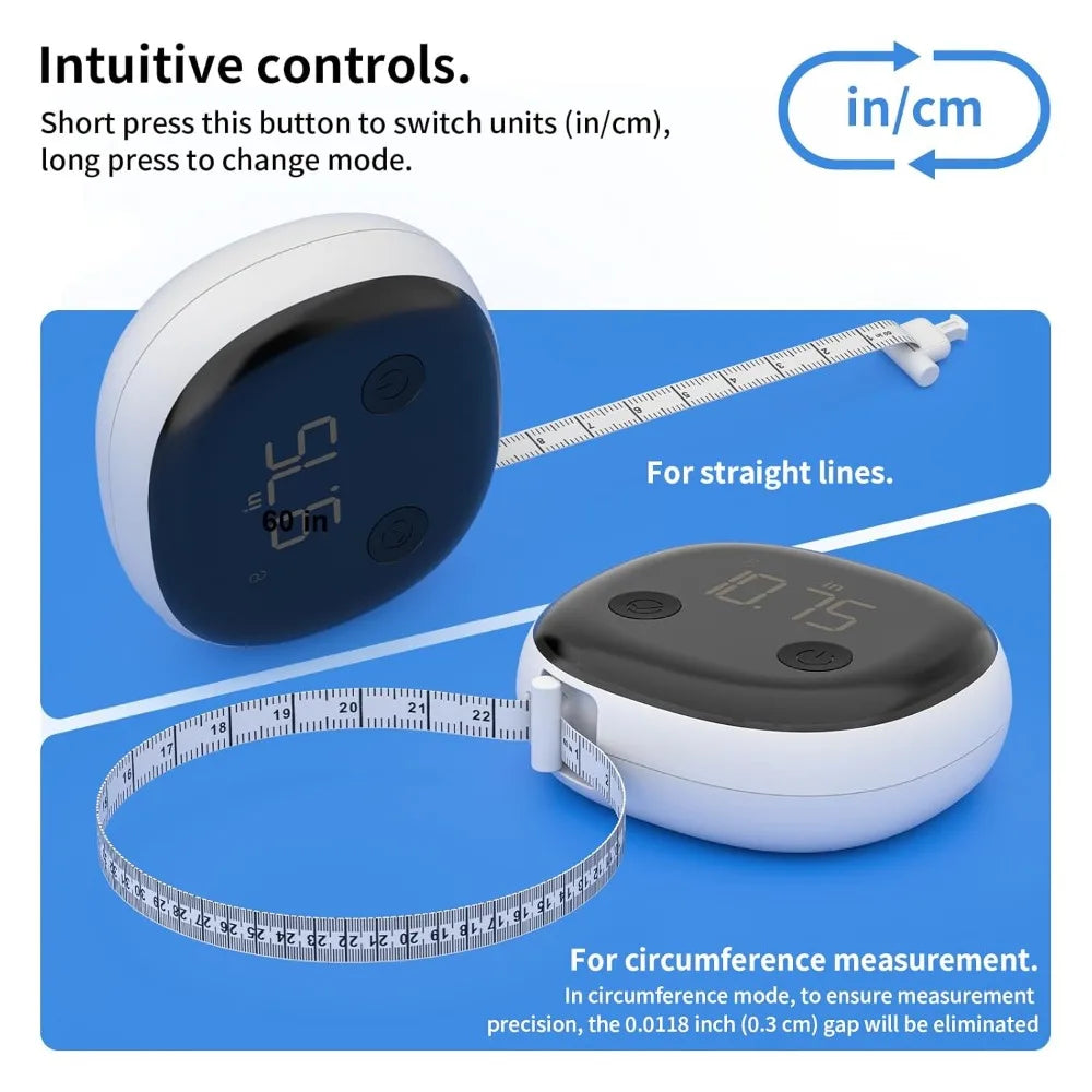 Retractable Smart Tape Measure – Bluetooth Body Tracker with USB-C Recharge