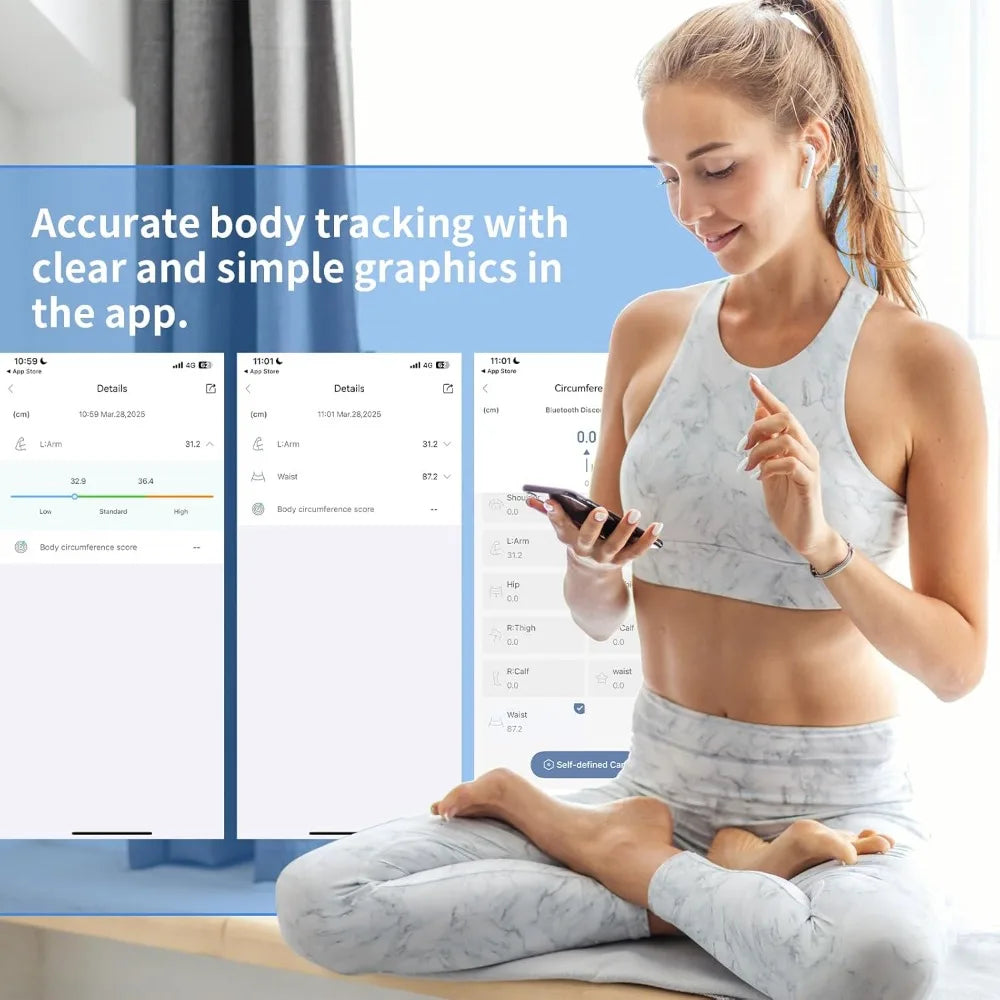 Retractable Smart Tape Measure – Bluetooth Body Tracker with USB-C Recharge